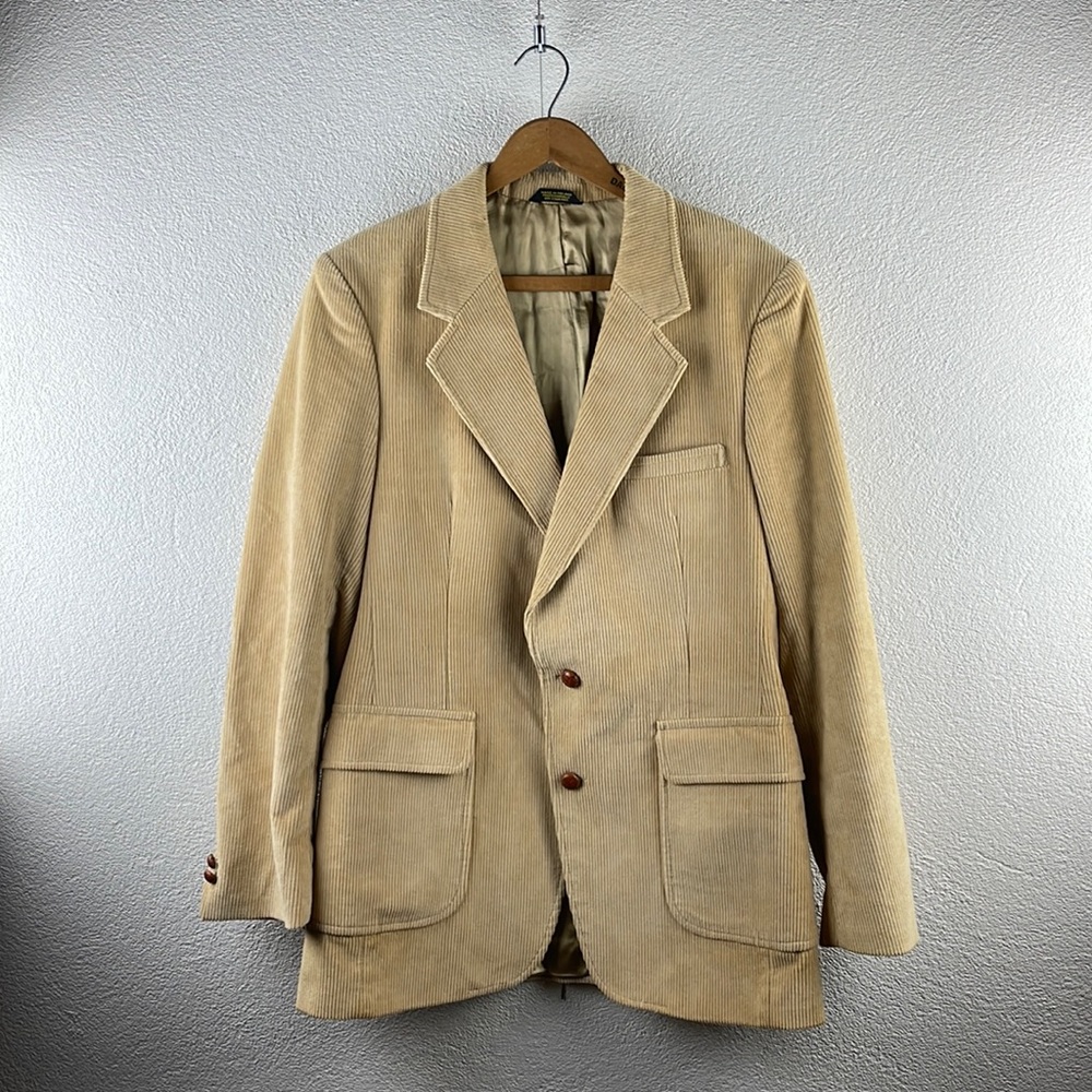 Vintage l L Classic Corduroy Single Breasted Suede Elbow Patch Blazer Sport Coat